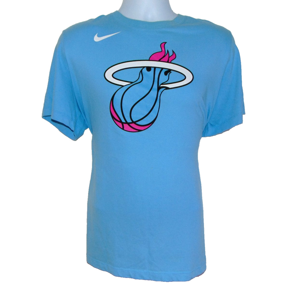 Nike NBA Miami Heat Vice City Edition Dri-Fit Tee Blue Pink Logo Men's XL